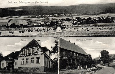 0017A Bruennighausen94 Multibilder Ort Gasthaus Grimpe 1915 Scan Vorderseite